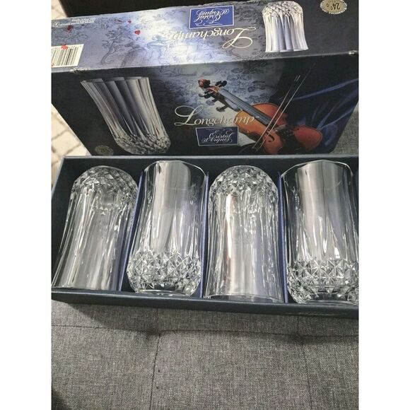 Cristal d'Arques Longchamp 24% Lead Crystal Tumblers Hi-ball Glasses Set Of 4. - Picture 2 of 7